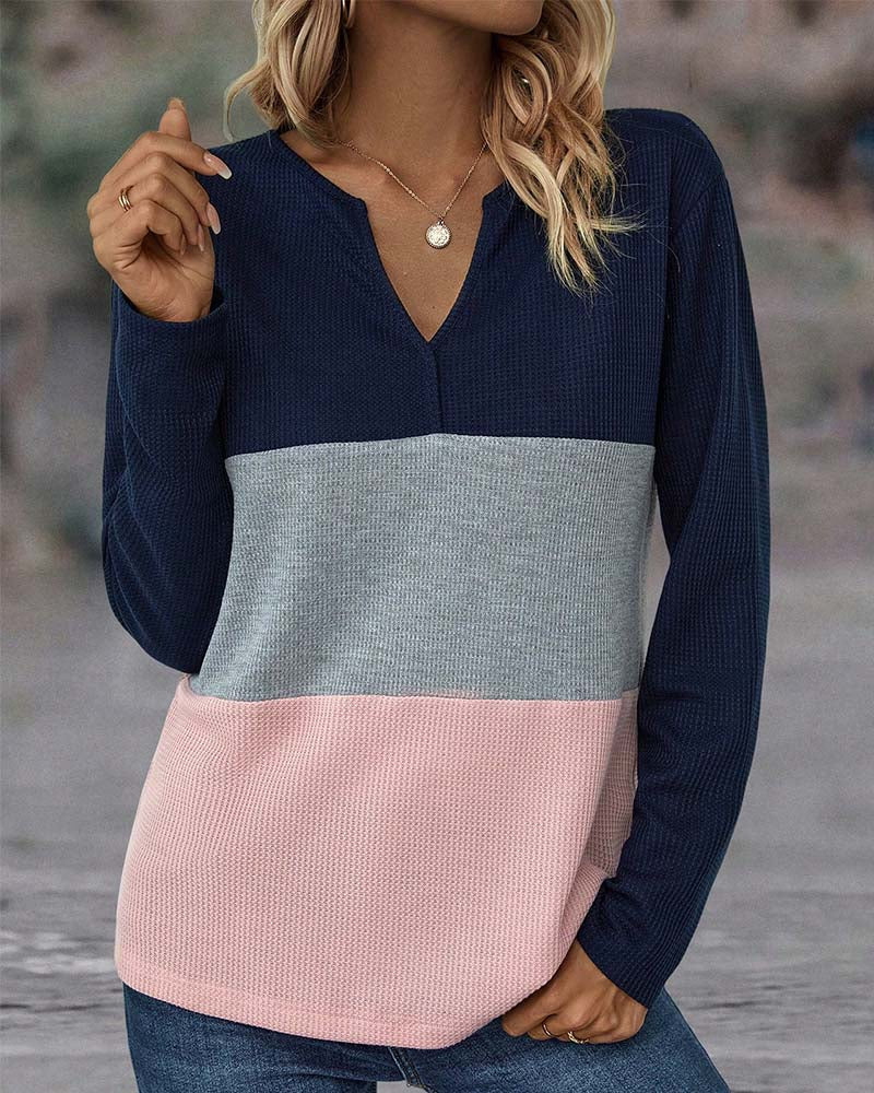 V-neck colour block top - Image 12