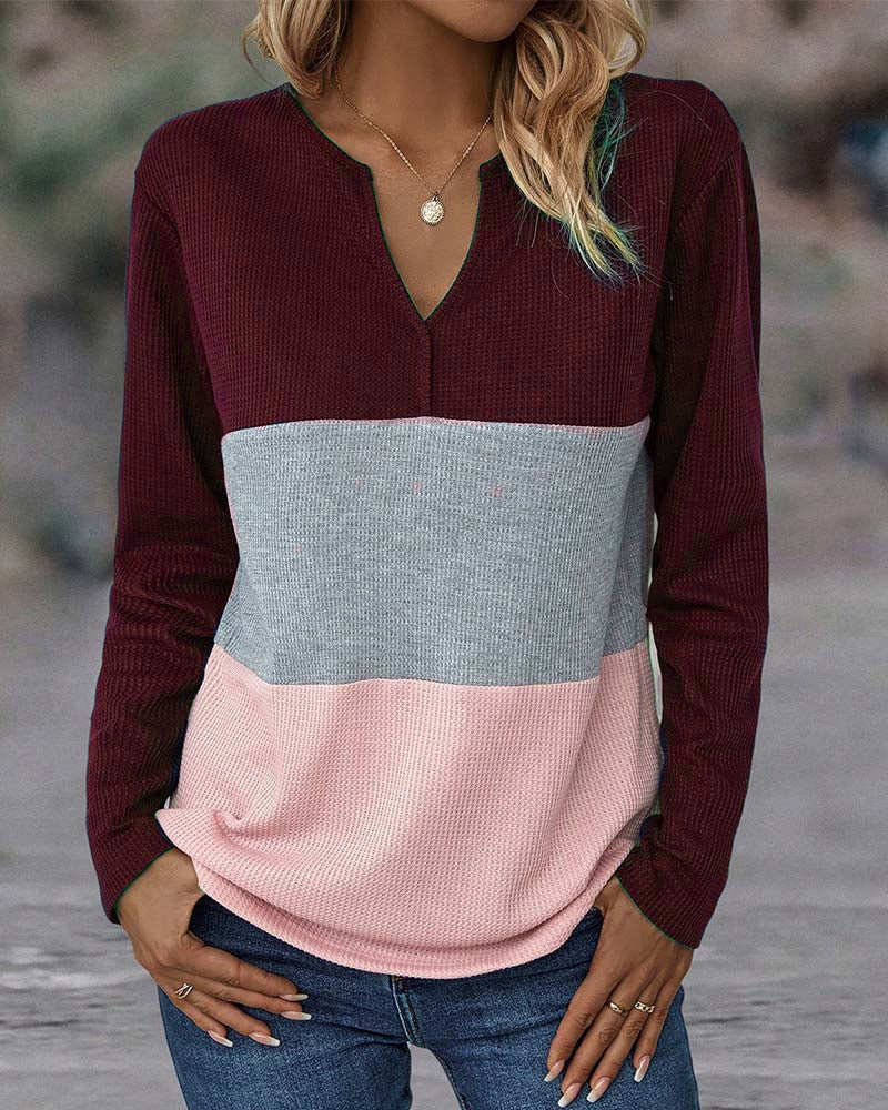 V-neck colour block top - Image 15
