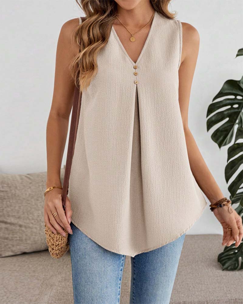 V-Neck Double Layer Loose Tank Top - Image 6