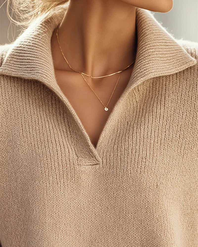 V-Neck Elegant Versatile Sweater - Image 3
