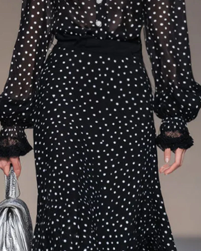 V-Neck Fashion Polka-Dot Dress - Image 4
