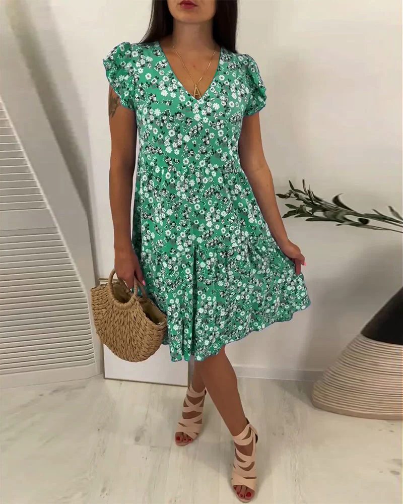 V-neck floral sleeveless midi dress - Image 10