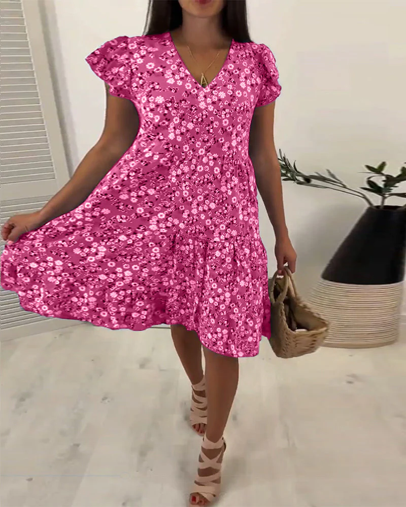 V-neck floral sleeveless midi dress - Image 35
