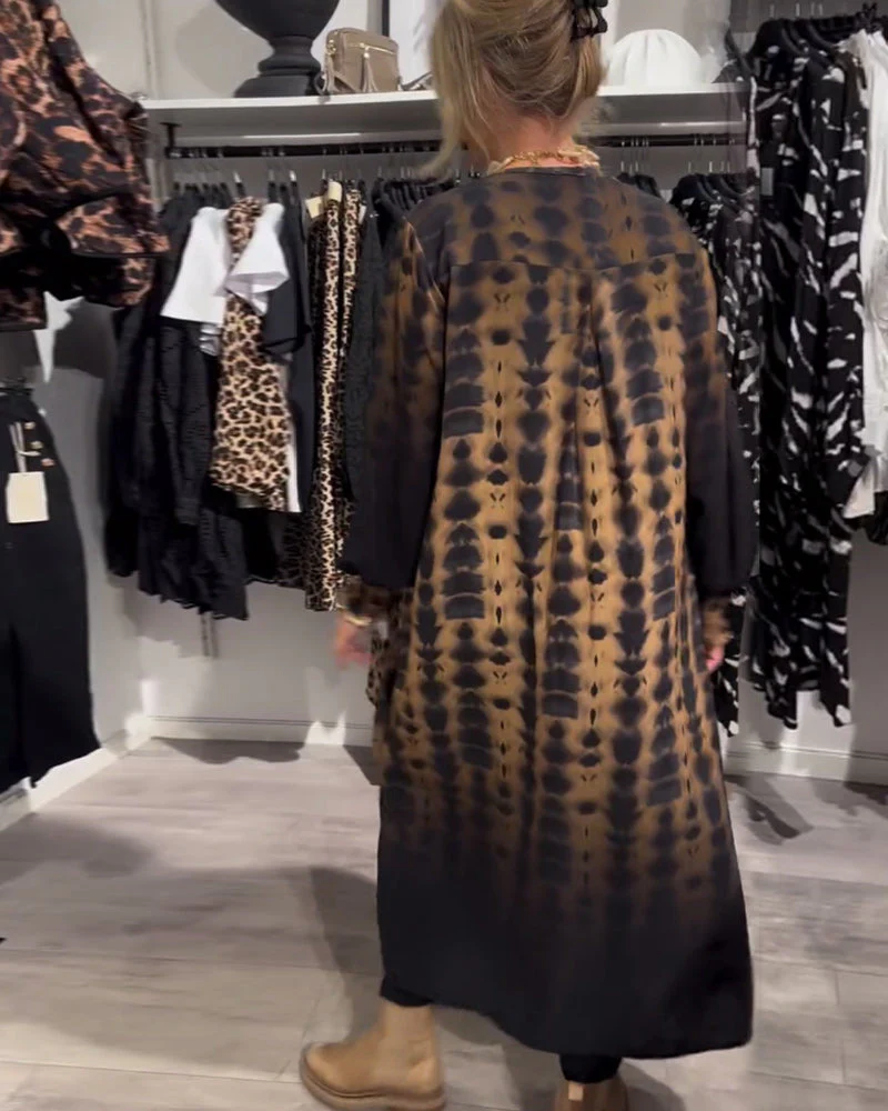 V-neck long-sleeved gradient dress - Image 8