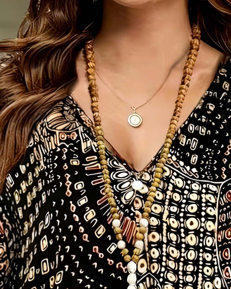 V-Neck Printed Batwing Blouse - Image 3