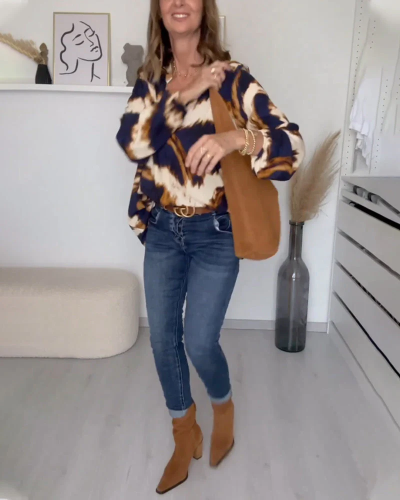 V-neck printed casual top - Image 22