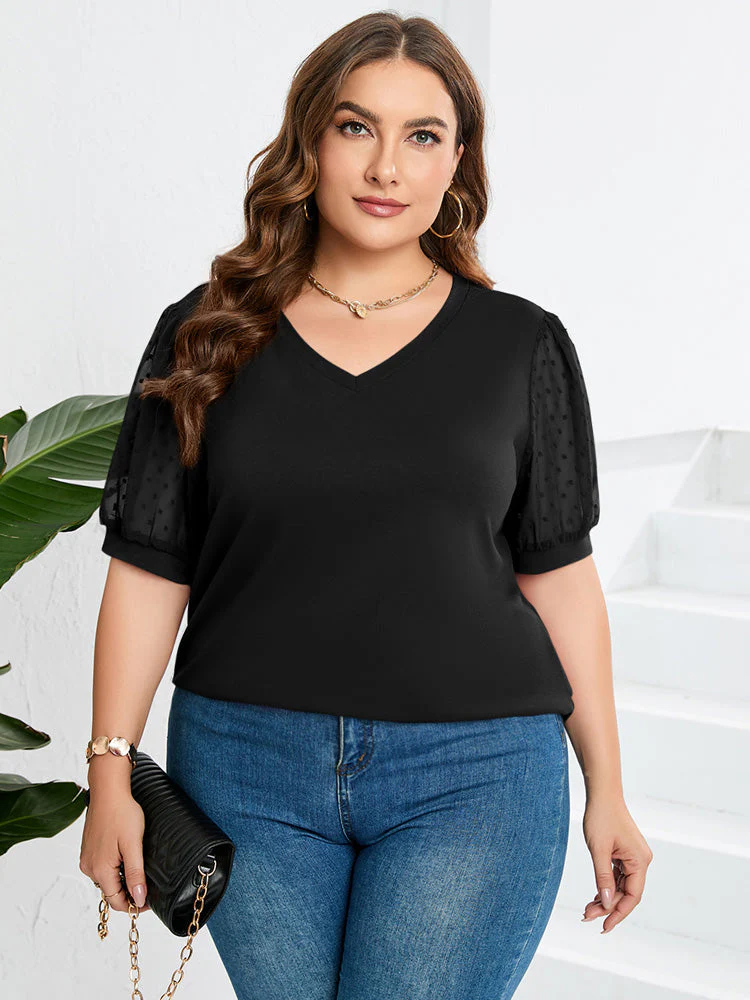 V-Neck Sleeve Belly Cover Blouse - Image 15