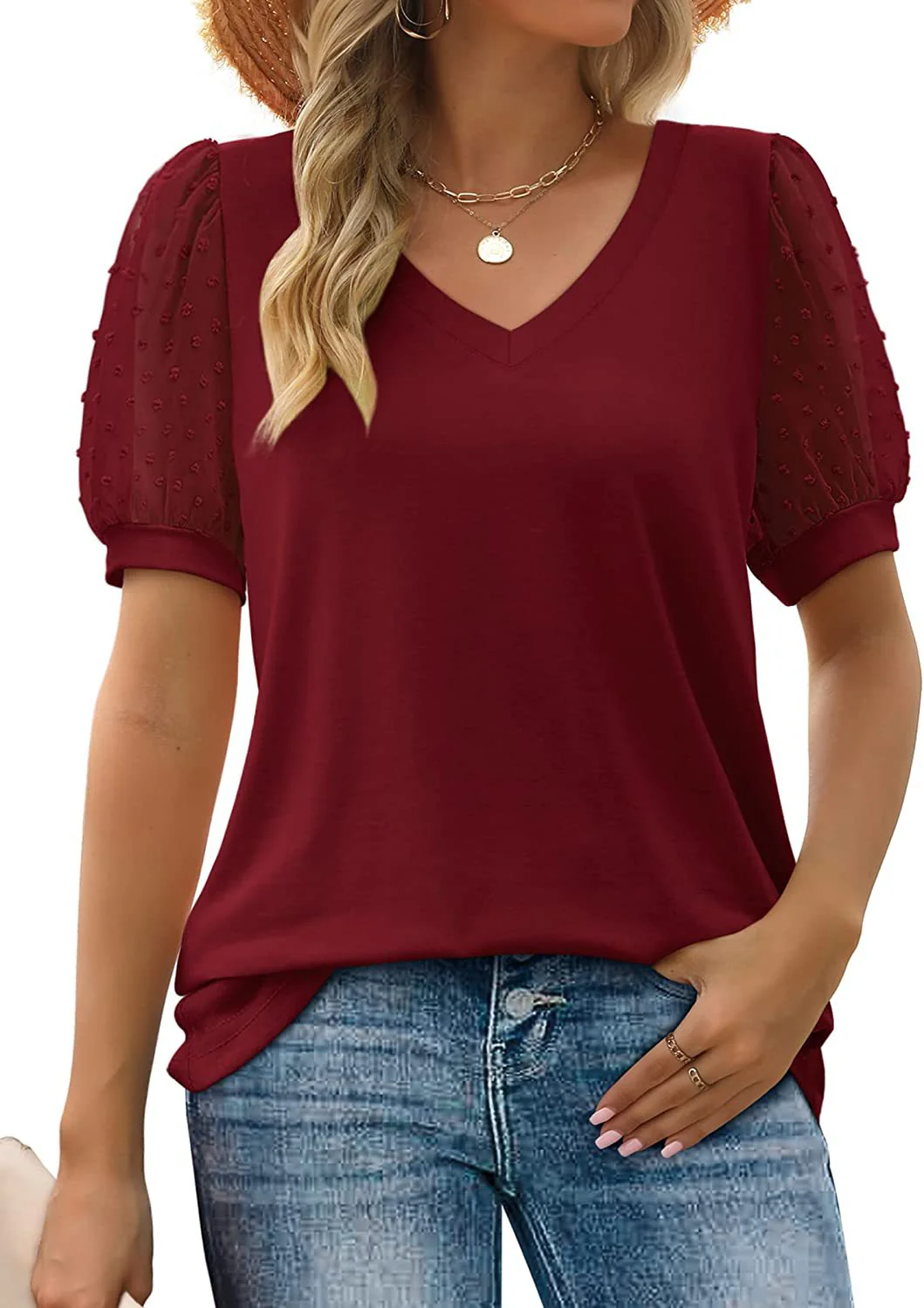 V-Neck Sleeve Belly Cover Blouse - Image 9