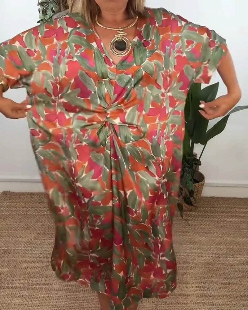 V-Neck Twist Print Dress - Image 2