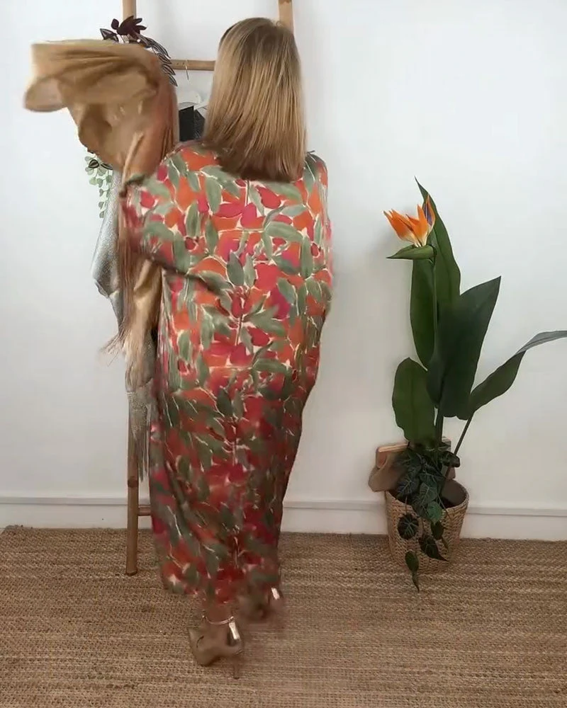 V-Neck Twist Print Dress - Image 3