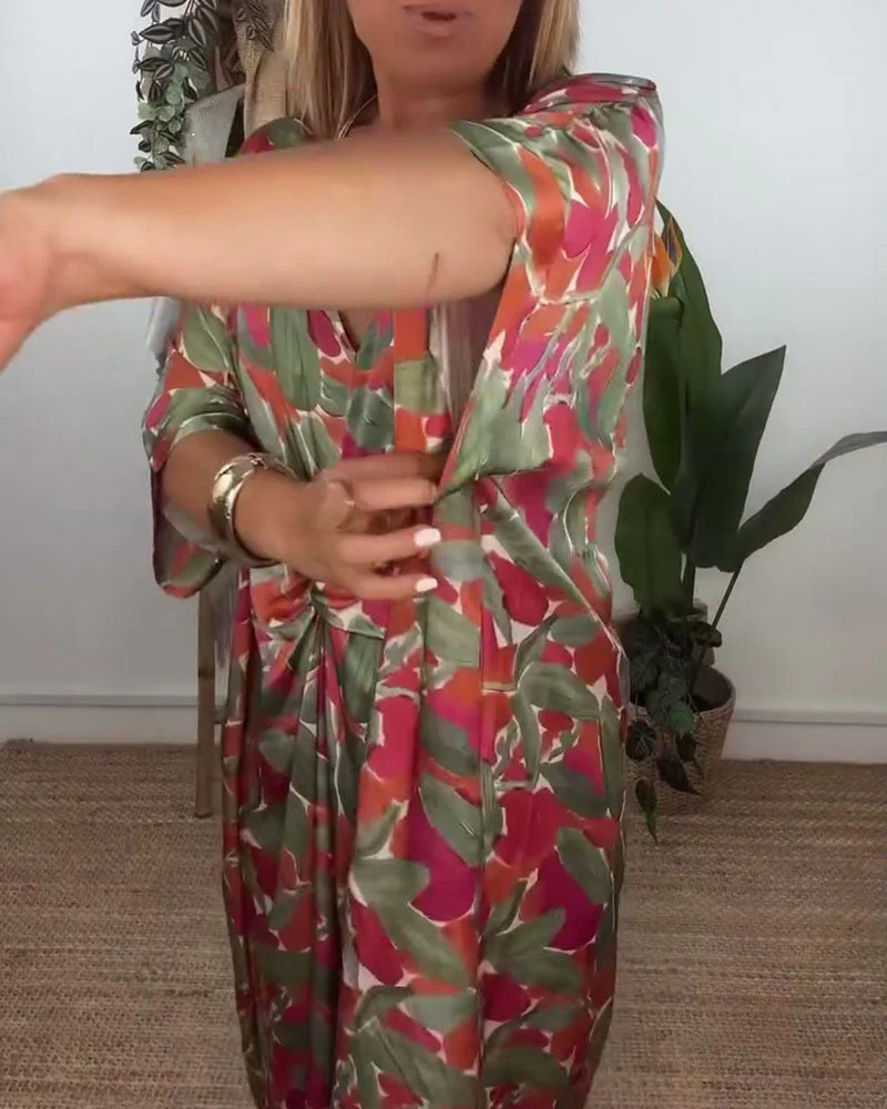 V-Neck Twist Print Dress - Image 4