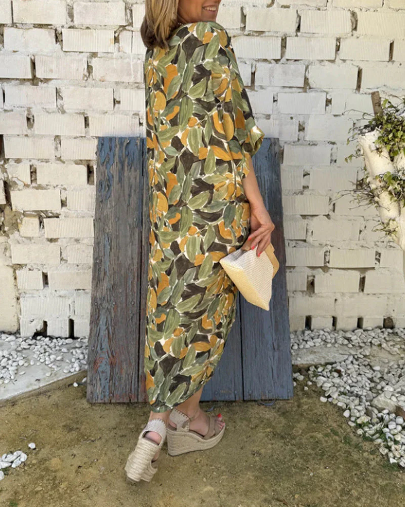 V-Neck Twist Print Dress - Image 8