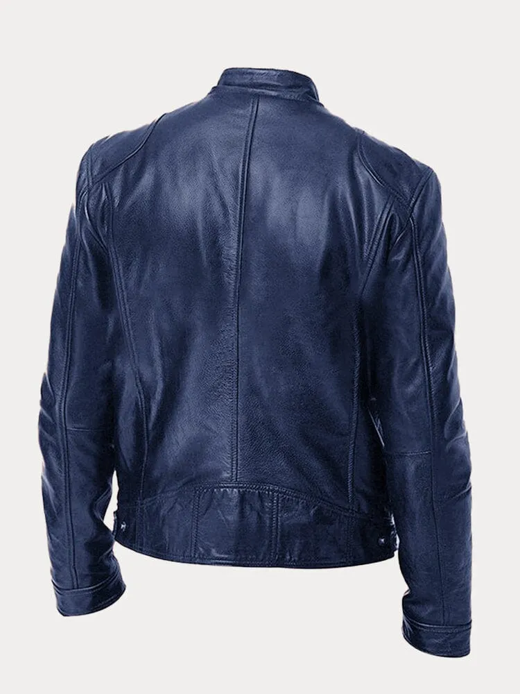 Vintage Look Casual Leather Coat - Image 26