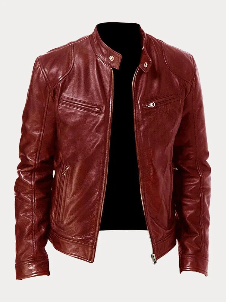 Vintage Look Casual Leather Coat - Image 27