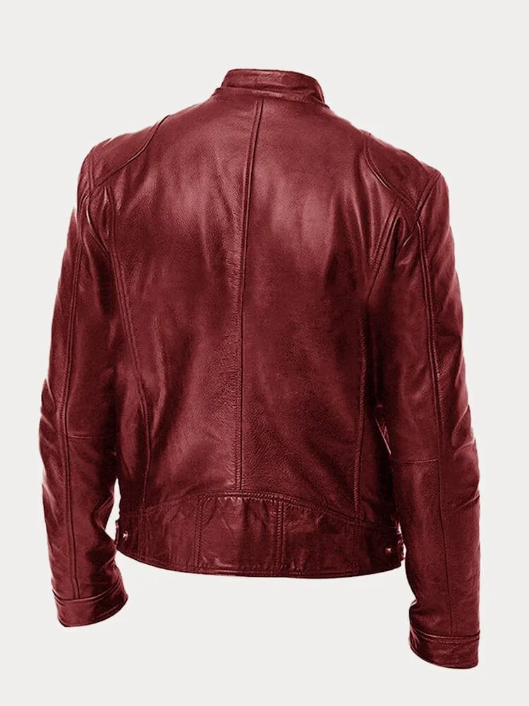 Vintage Look Casual Leather Coat - Image 28