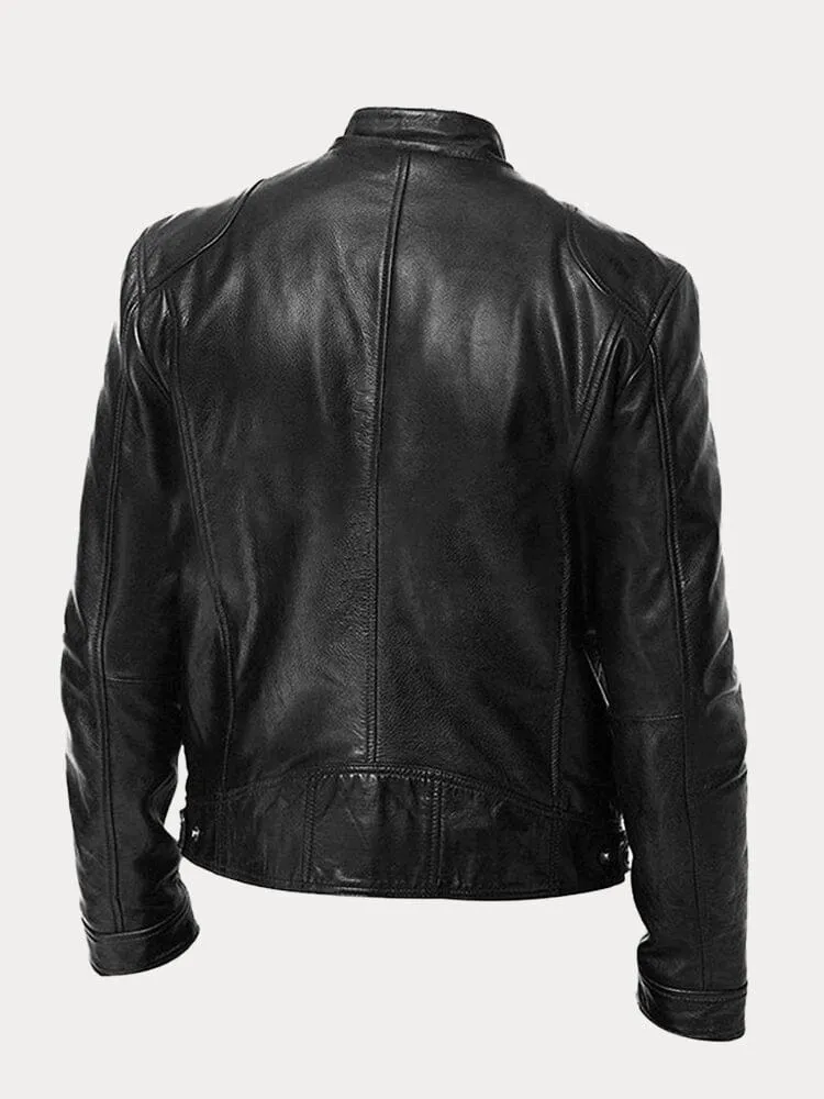 Vintage Look Casual Leather Coat - Image 5