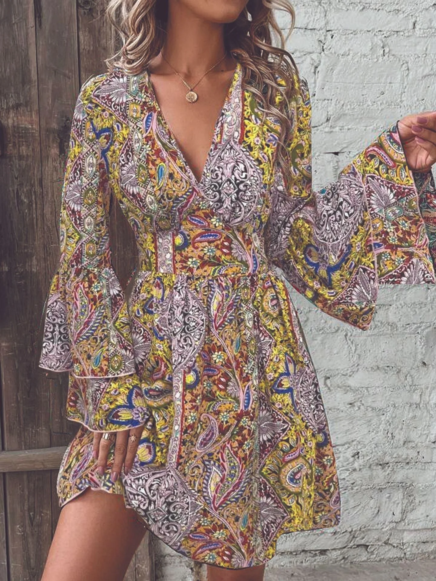 Vintage Print Flare Dress - Image 15