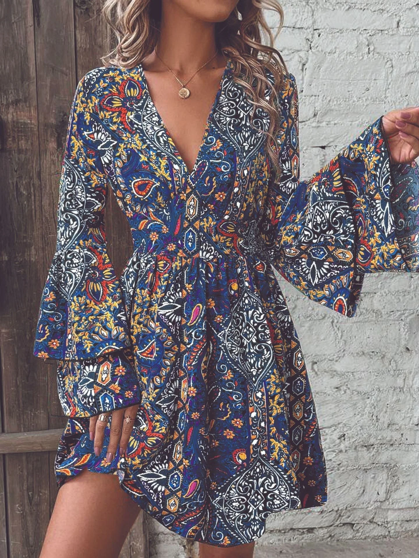 Vintage Print Flare Dress - Image 2