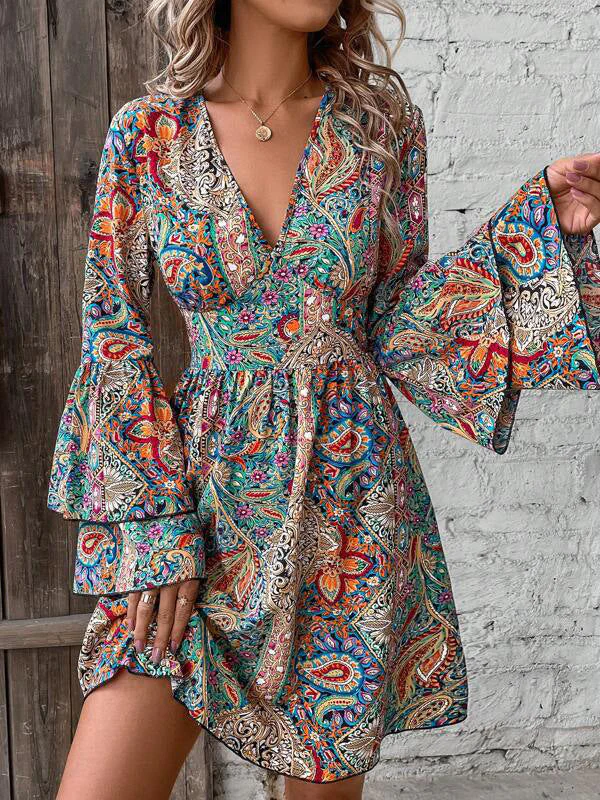 Vintage Print Flare Dress - Image 8