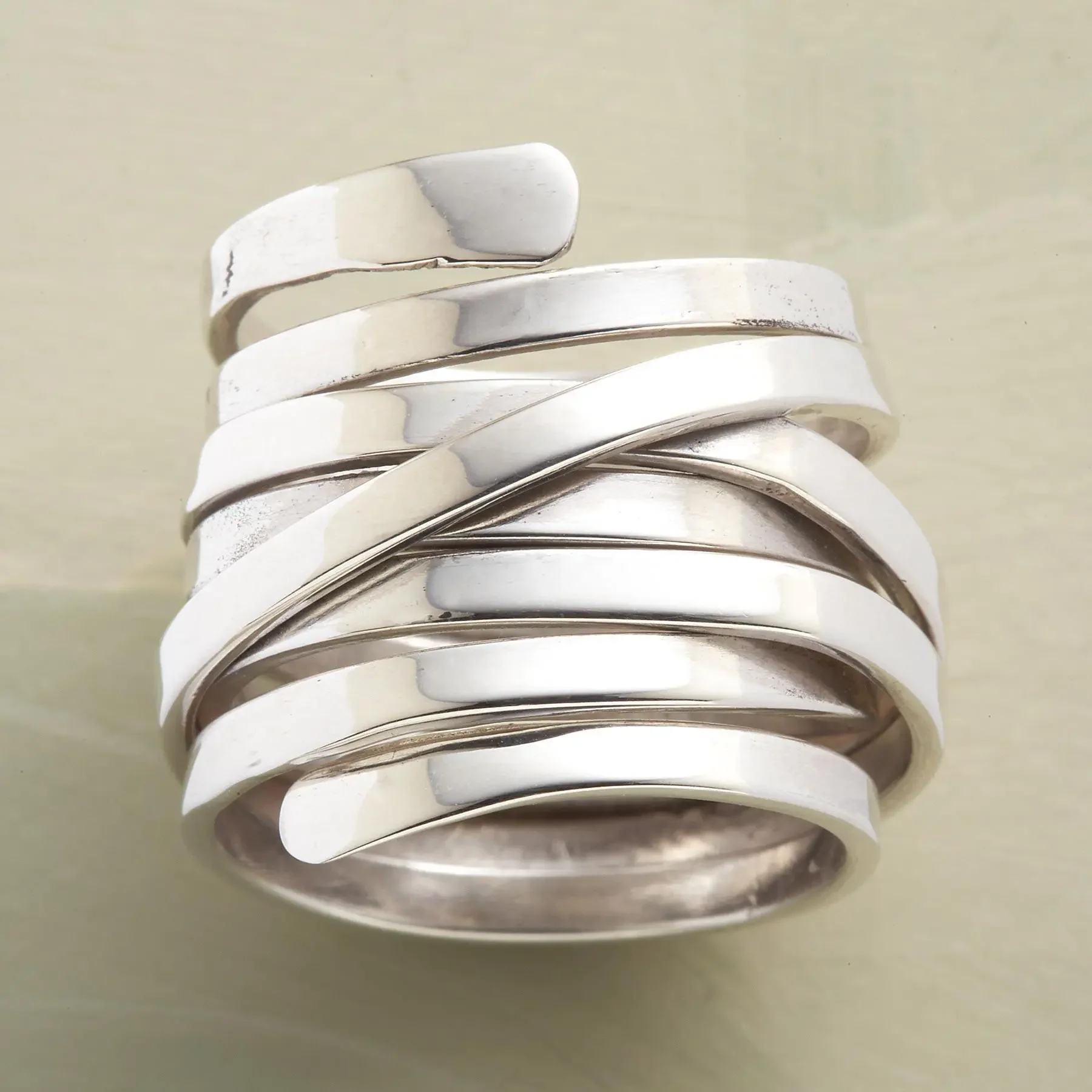 Vintage Thick Layer Silver Ring - Image 2