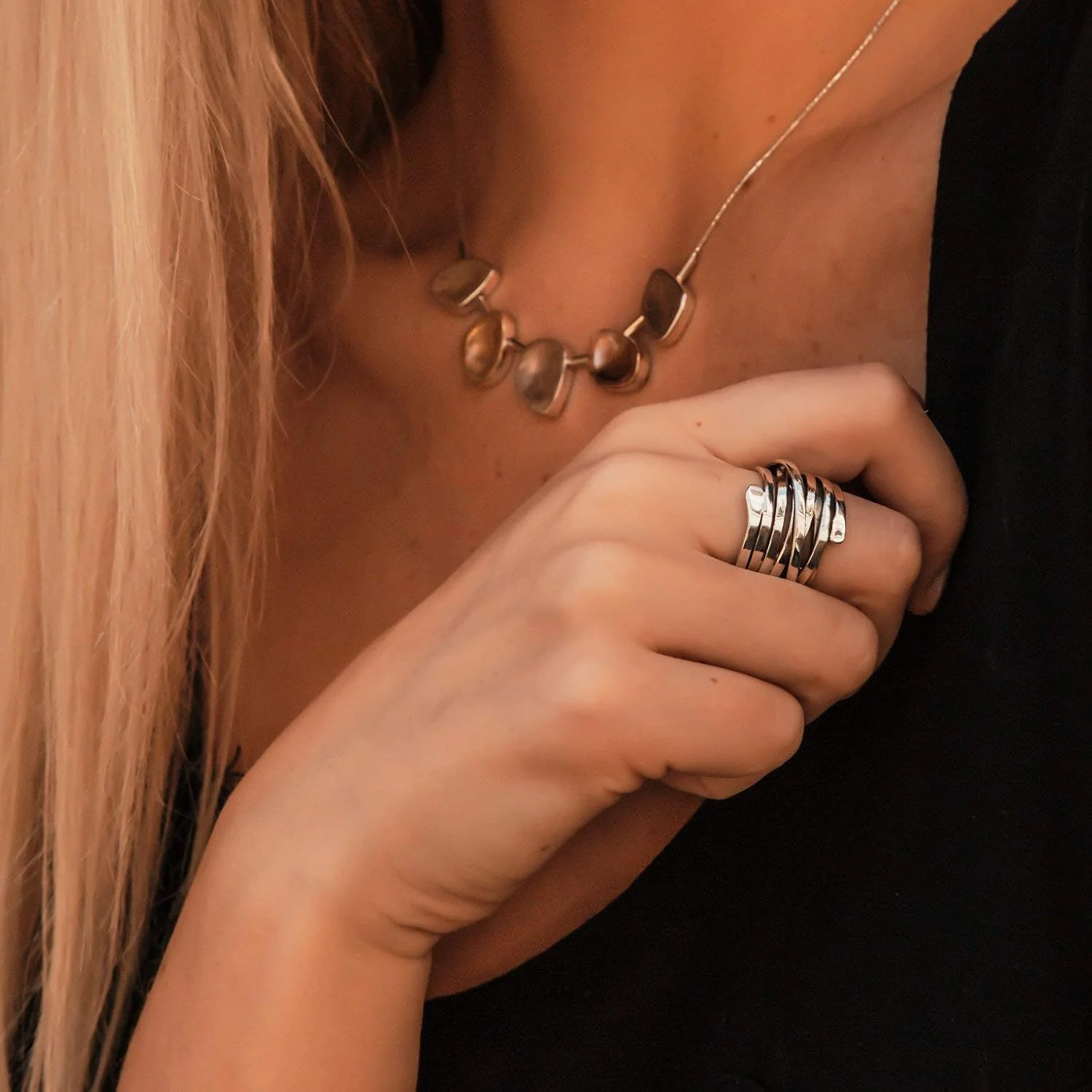 Vintage Thick Layer Silver Ring - Image 6