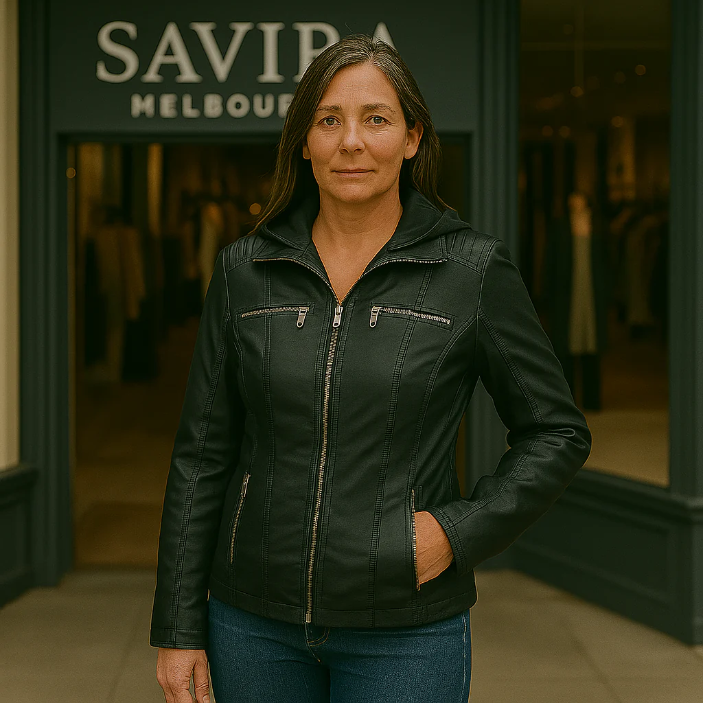 Waterproof Women's Leather Jacket with Hood - Image 18