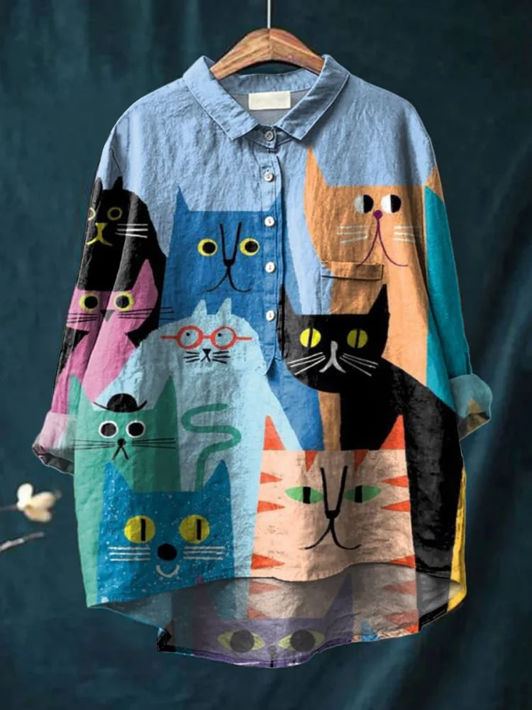 Whimsical Cat Shirt with Banjo Artwork - Image 2