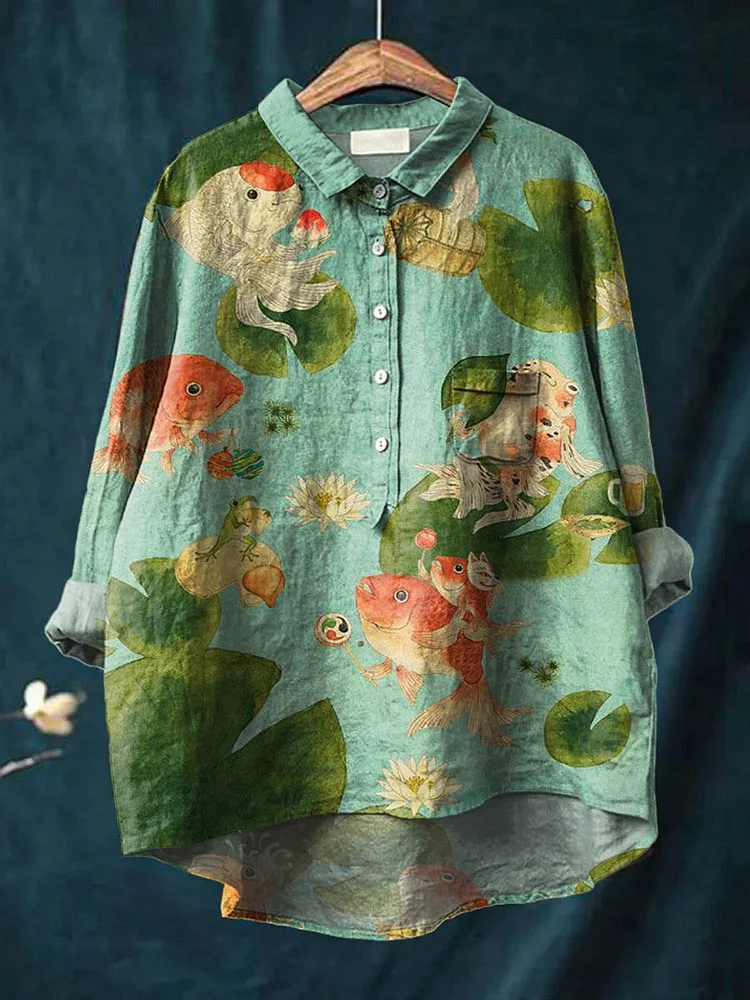 Whimsical Rosie Fish Drawing Graphic Tee Shirt - Image 3