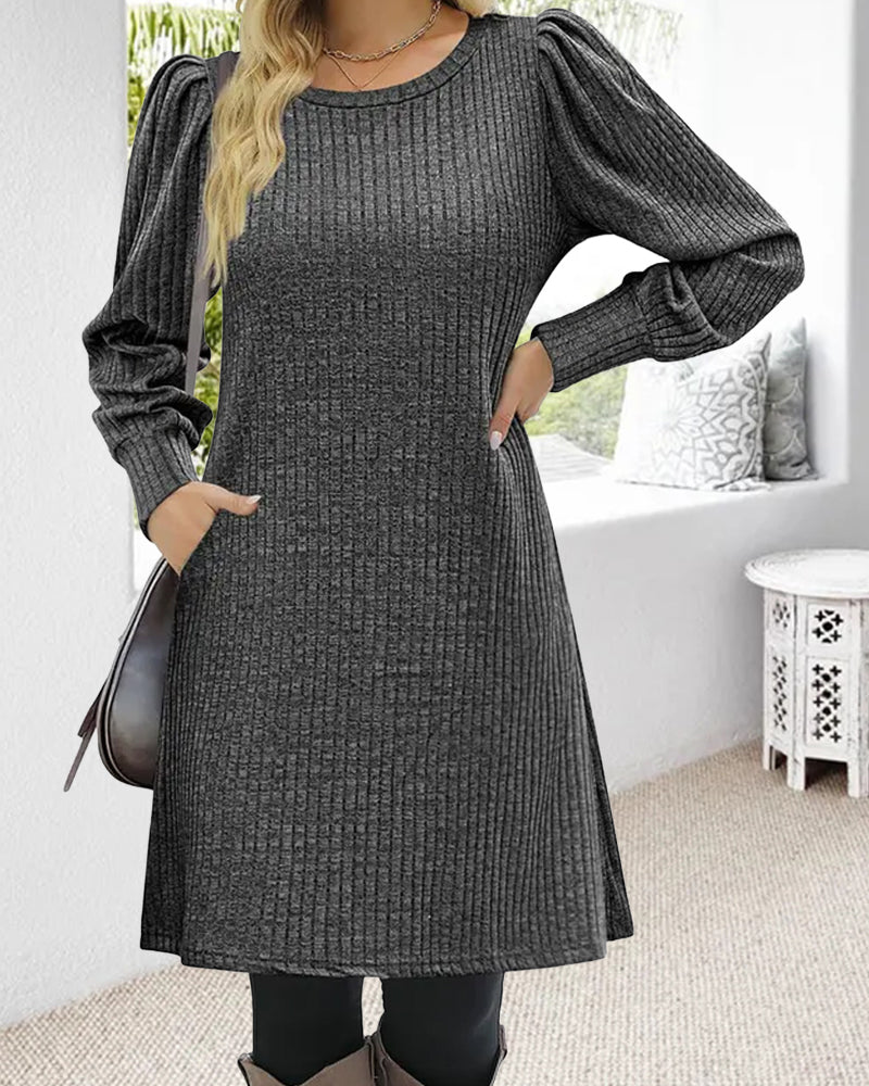 Winter Round Neck Loose Dresses - Image 16