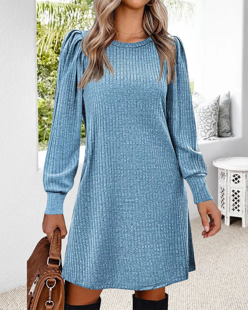 Winter Round Neck Loose Dresses - Image 22