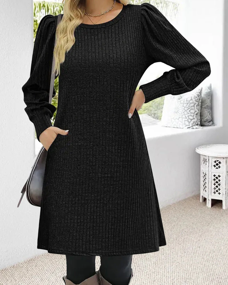 Winter Round Neck Loose Dresses - Image 24