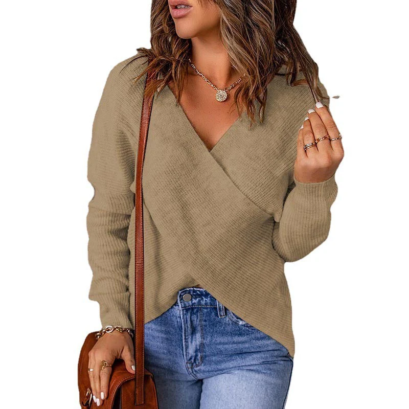 Women Cross Knitted Sweater - Image 11