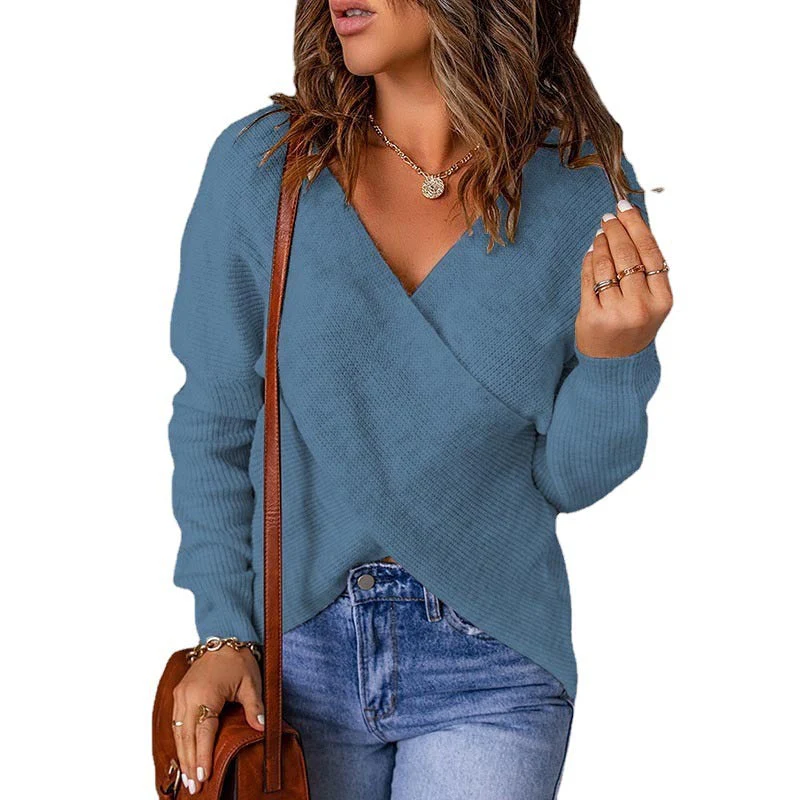 Women Cross Knitted Sweater - Image 13