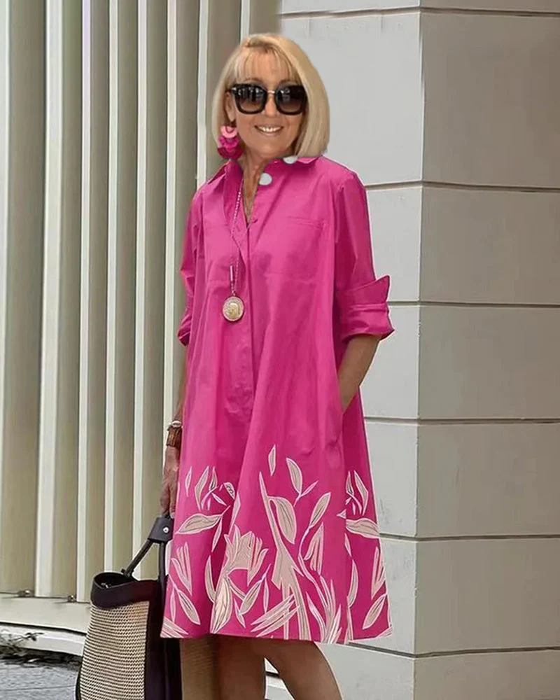 Women Long Sleeve Shirt Dress - Image 5