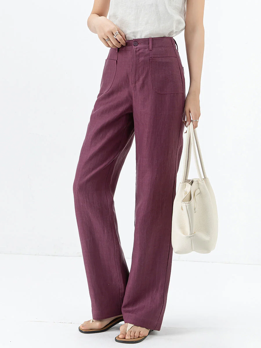 Women’s Ice Silk Straight Leg Trousers - Image 3