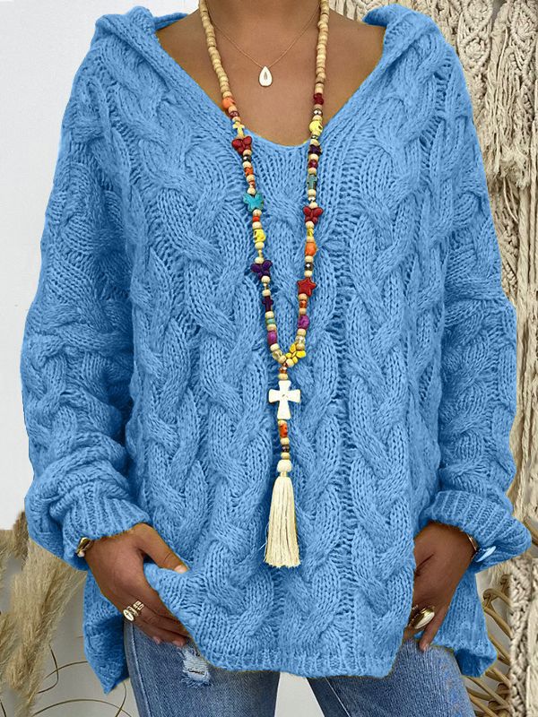Women's Cable Knit Hoodie Sweater - Image 4