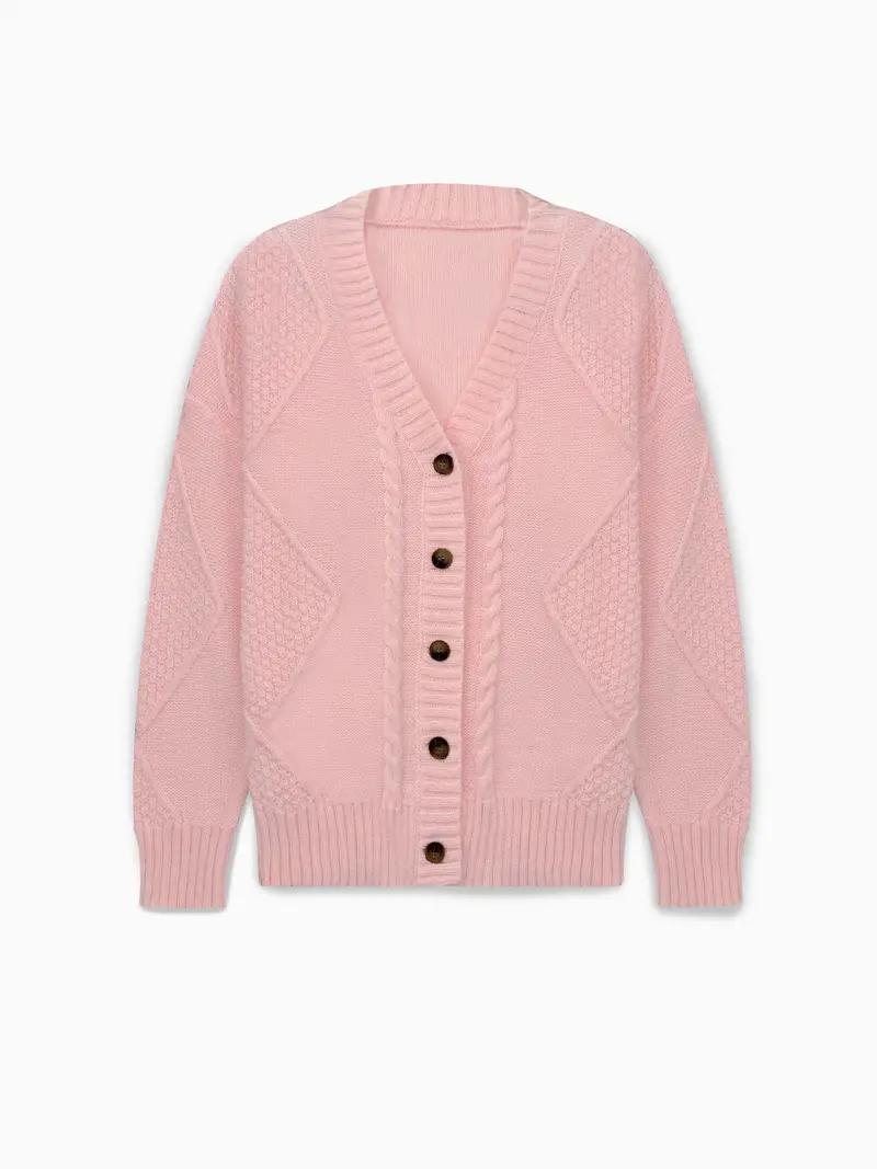 Women's Casual -Colored Cable Knit Cardigan - Image 12
