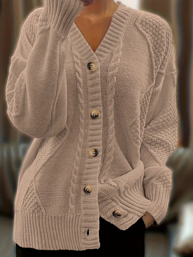 Women's Casual -Colored Cable Knit Cardigan - Image 13