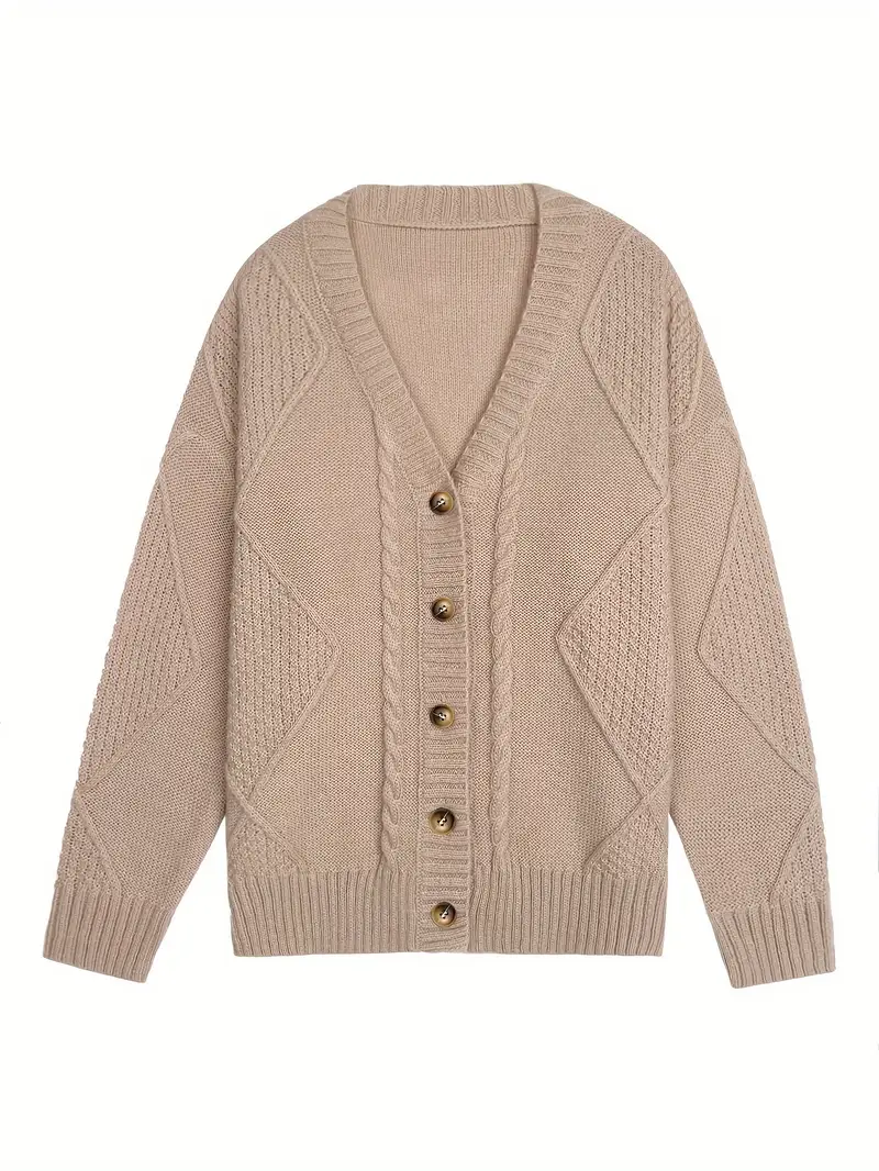Women's Casual -Colored Cable Knit Cardigan - Image 14