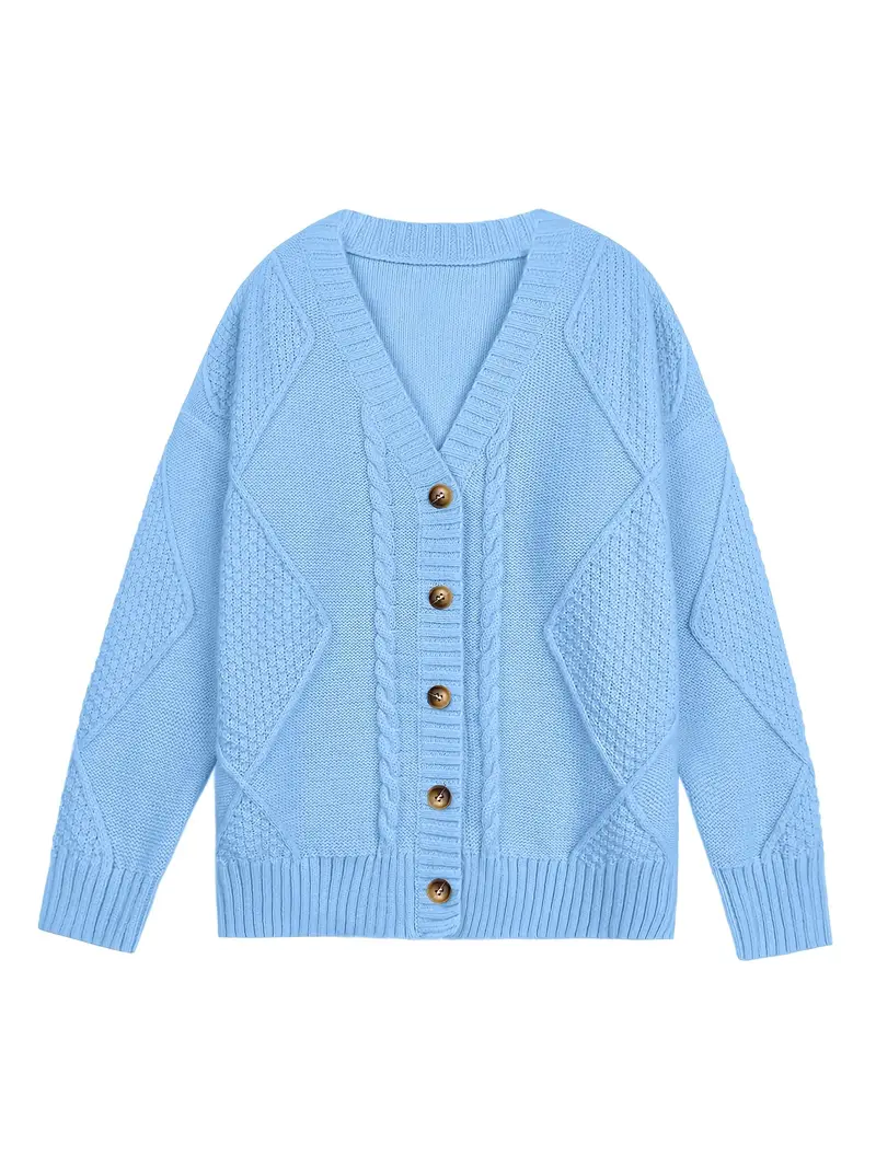 Women's Casual -Colored Cable Knit Cardigan - Image 7