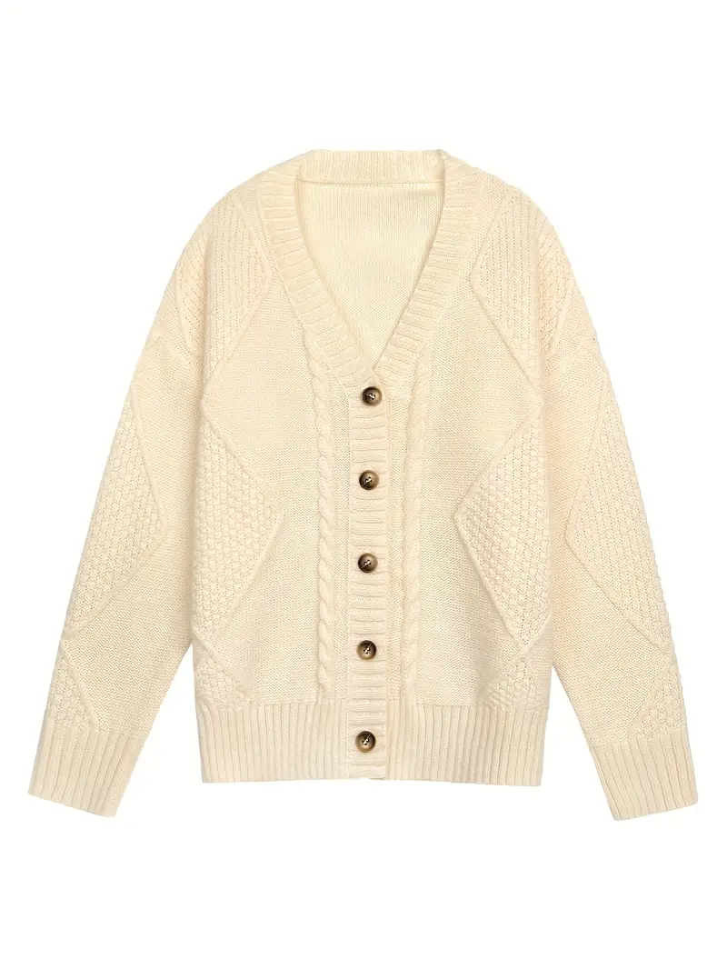 Women's Casual -Colored Cable Knit Cardigan - Image 9