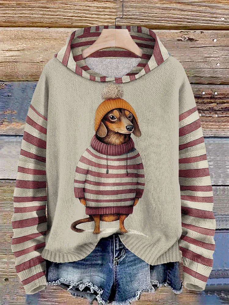 Women's Casual Dog Print Warm Hoodie - Image 12