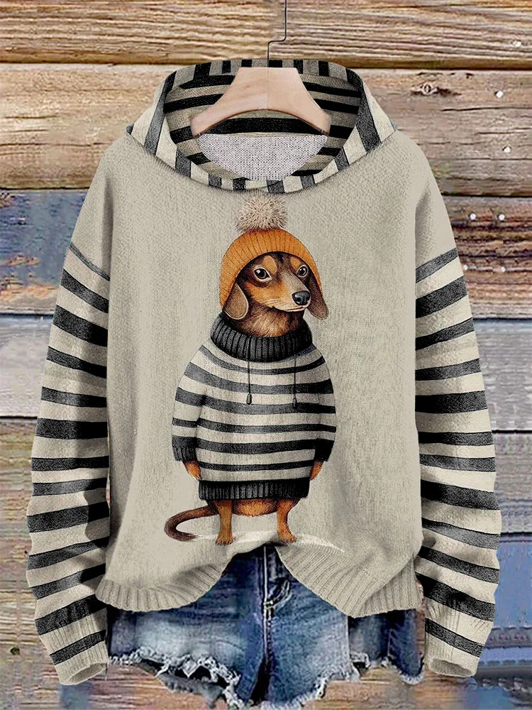 Women's Casual Dog Print Warm Hoodie - Image 3