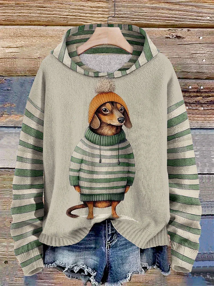 Women's Casual Dog Print Warm Hoodie - Image 9