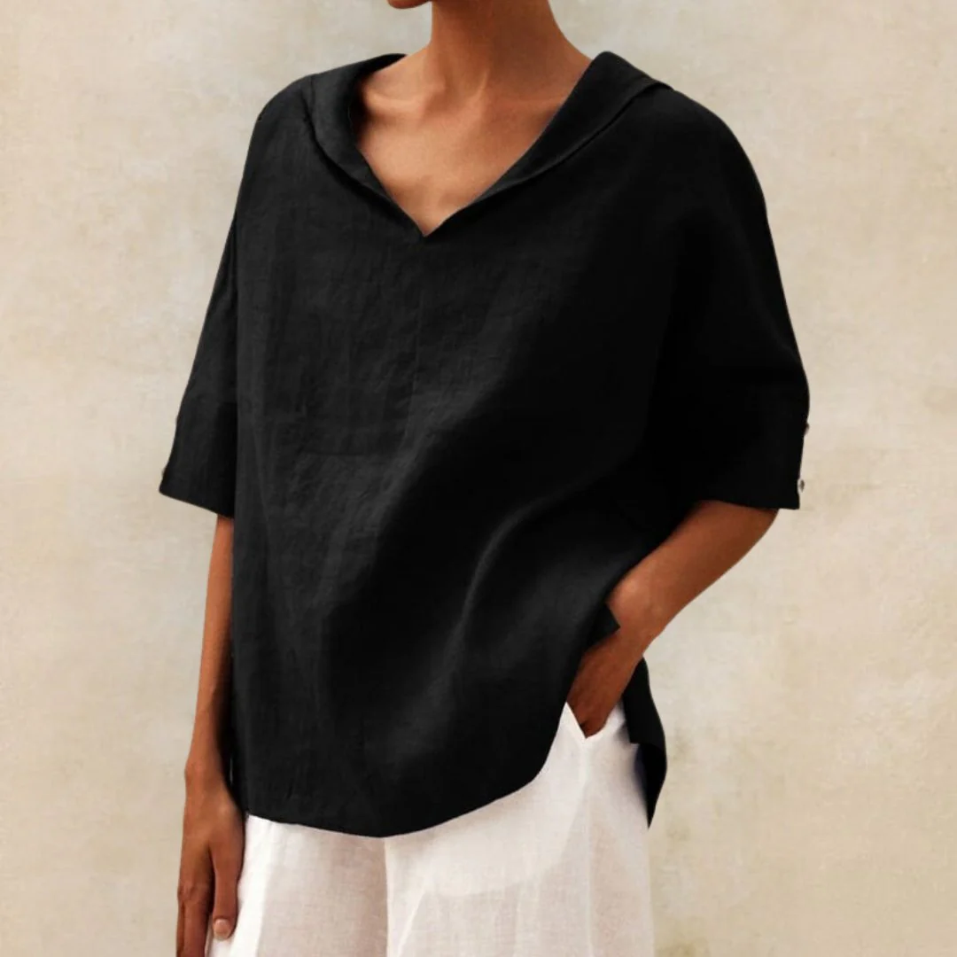 Women's Casual Linen V-Neck Shirt - Image 7