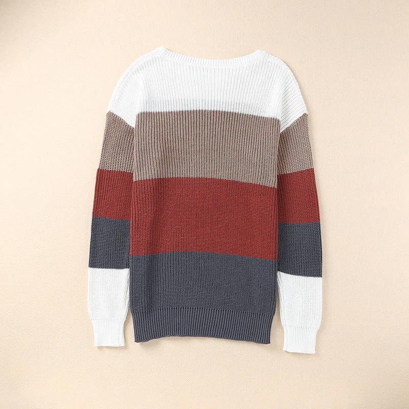 Women's Color Block Knitted Sweater - Image 3