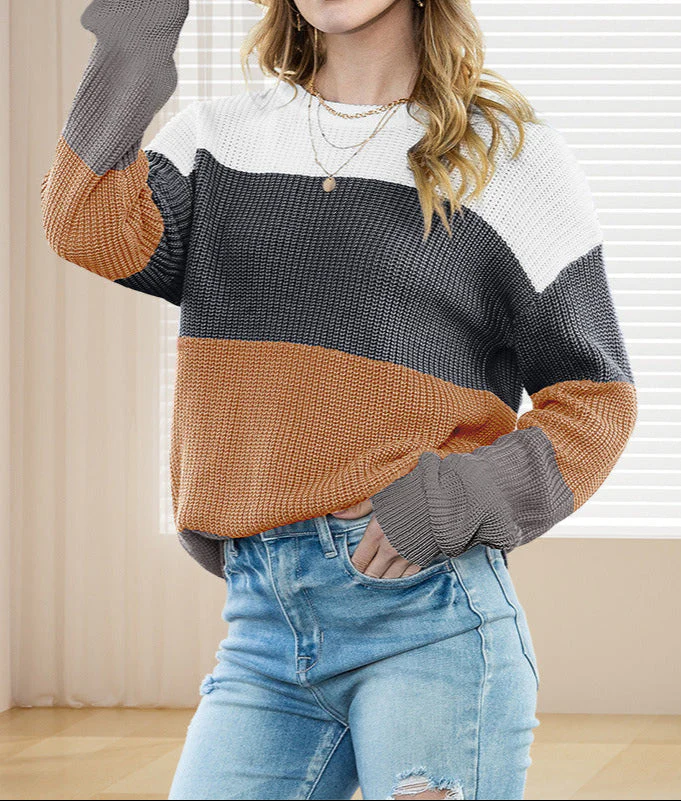Women's Color Block Knitted Sweater - Image 8