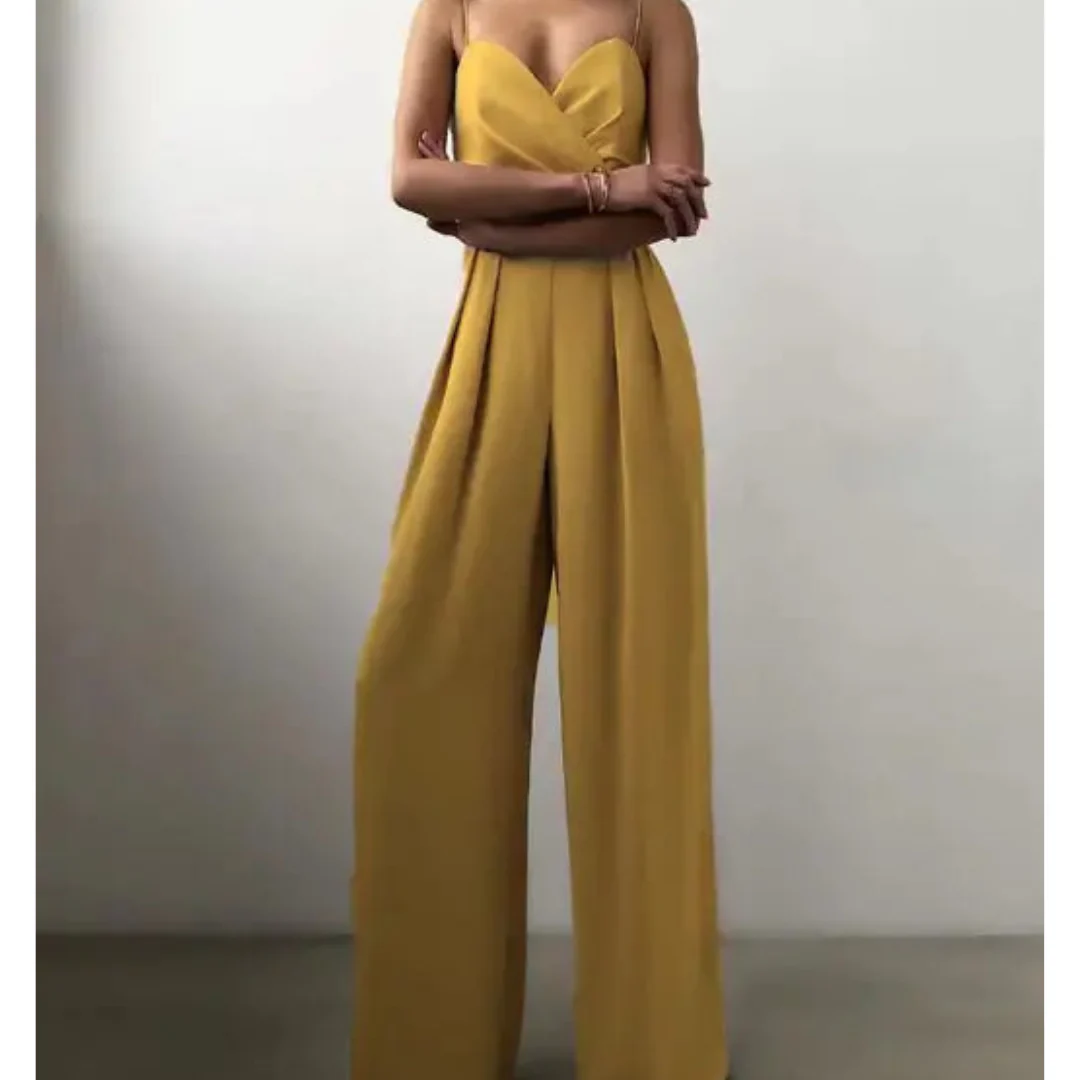 Women's Elegant Wide Leg Jumpsuit with Spaghetti Straps - Image 7