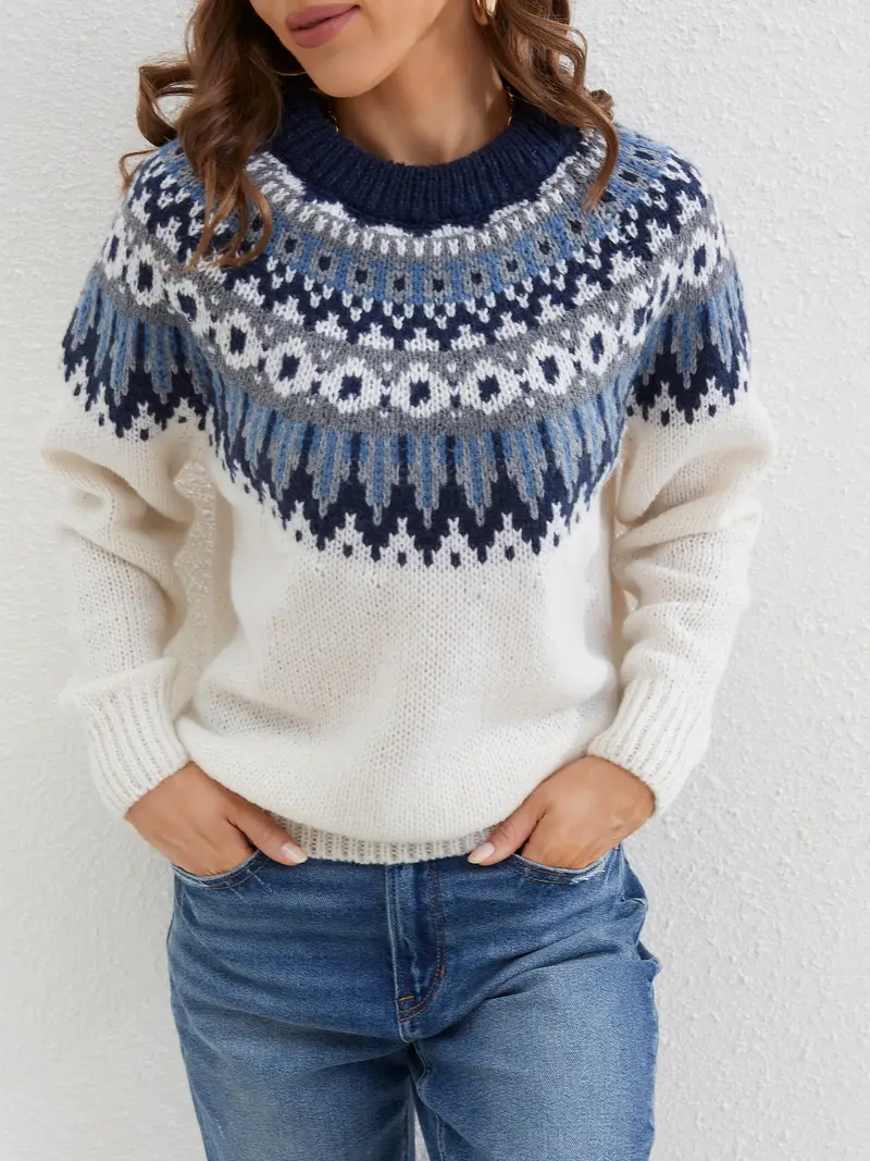 Women's fashionable patterned sweater - Image 2