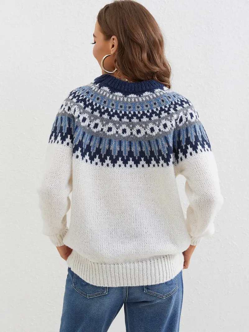 Women's fashionable patterned sweater - Image 7
